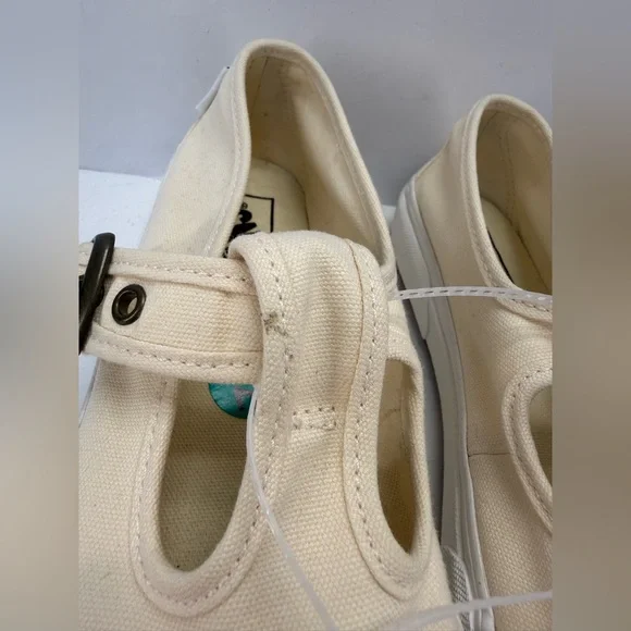 NWOB Vans Cream canvas Mary Jane Buckle Slip-Ons W9, M7.5 - Picture 9 of 14